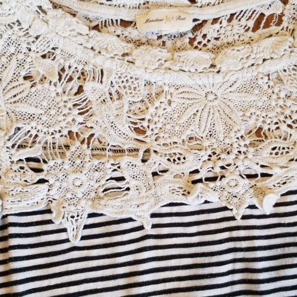 Meadow Rue lace and striped short sleeve blouse - Picture 5 of 7